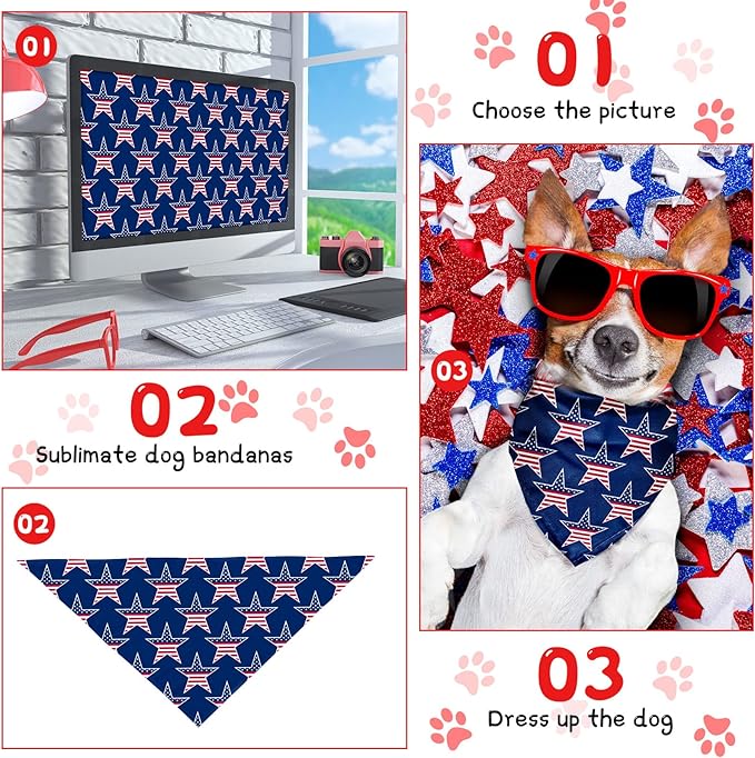 Kacctyen 100 Pieces Dog Bandanas Bulk Plain Blank Heat Transfer Triangle Dog - Image 5