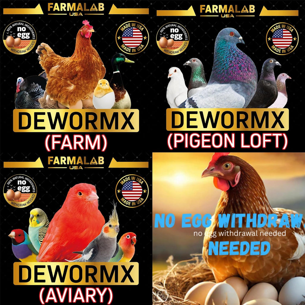 Farmalab Natural Dewormer Internal & External 100 Tabs Poultry - Vitamin for Poultry Rooster Hen Chicken Baby Chick Doves Pigeons and All Caged Birds (All Caged Birds)