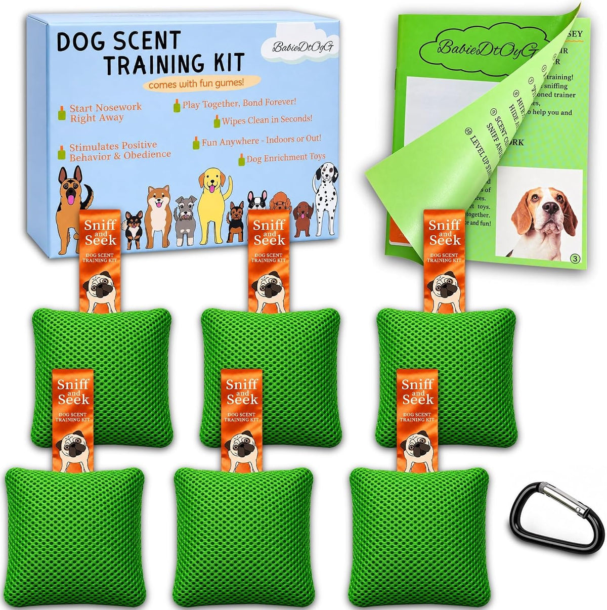 Dog Scent Training kit, Brain Games, Hide and Seek Toys - Fun Nose Work Games, Sniff and Seek Sniffing Toys, Nosework Kit, Scent Work Kit for All Ages Dog (Green)