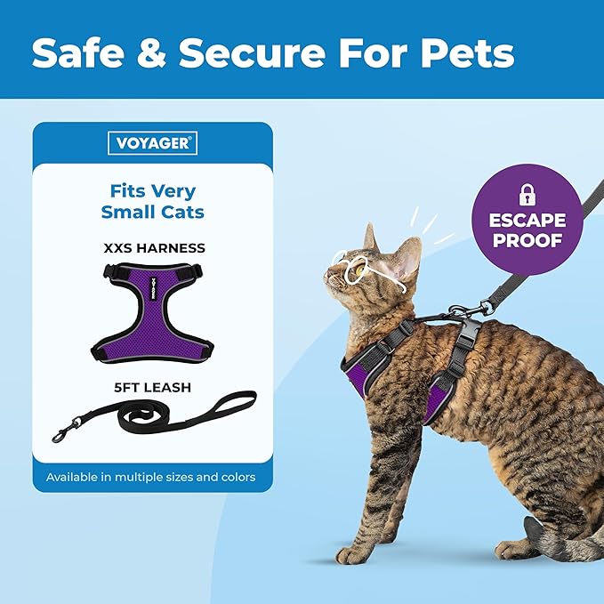 Voyager Escape-Proof Step-in Lock Cat Harness & 5ft Neoprene-Handle Leash Set - Image 2