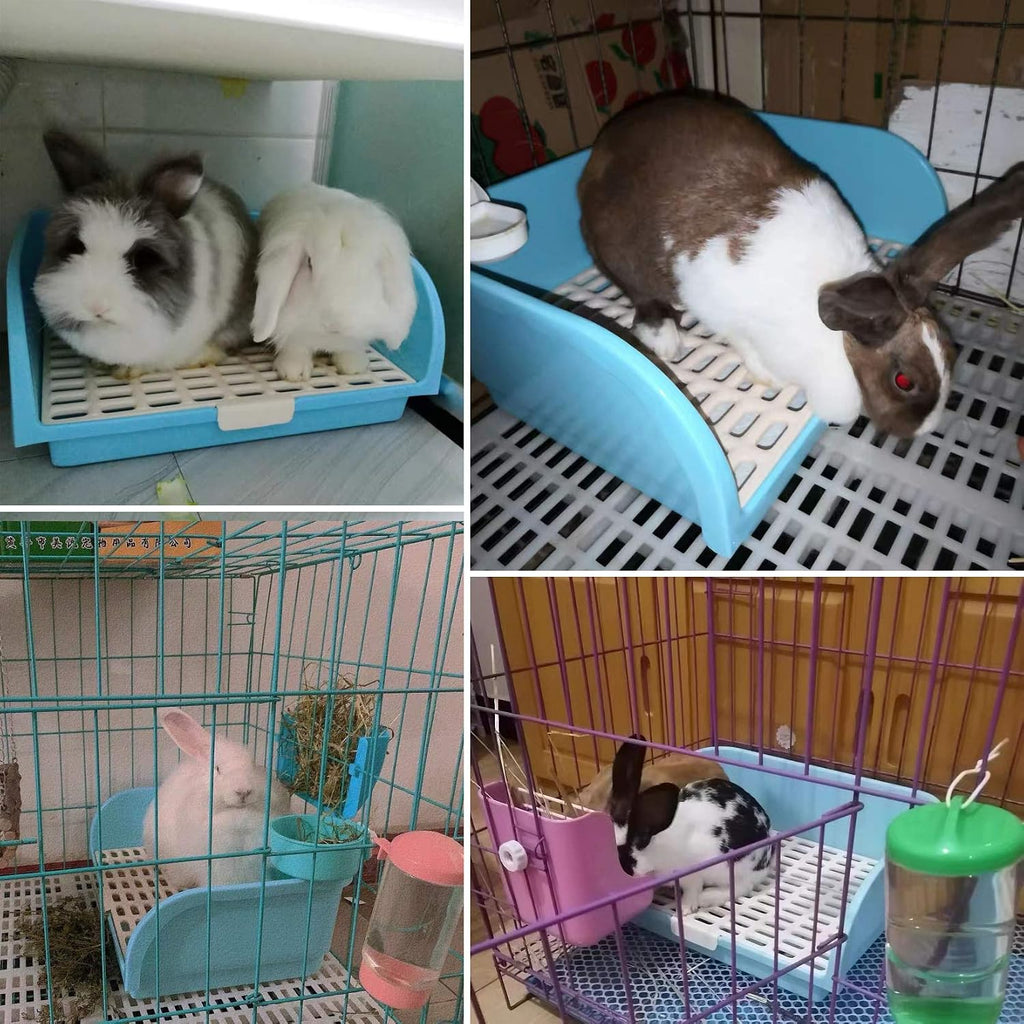 Hamiledyi Large Rabbit Litter Box Corner Bedding Box Chinchilla Toilet Trainer Square Potty Pet Pan for Adult Guinea Pig, Galesaur.Ferret and Other Animals Blue