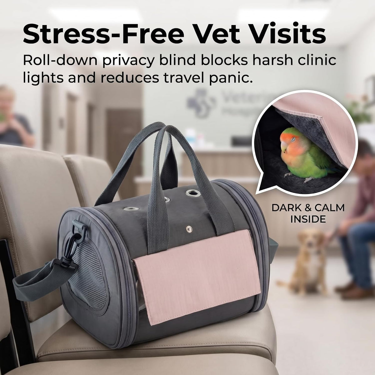 Foldable Bird Carrier with Sunshade, Travel Parrot Carrier for Vet Visit