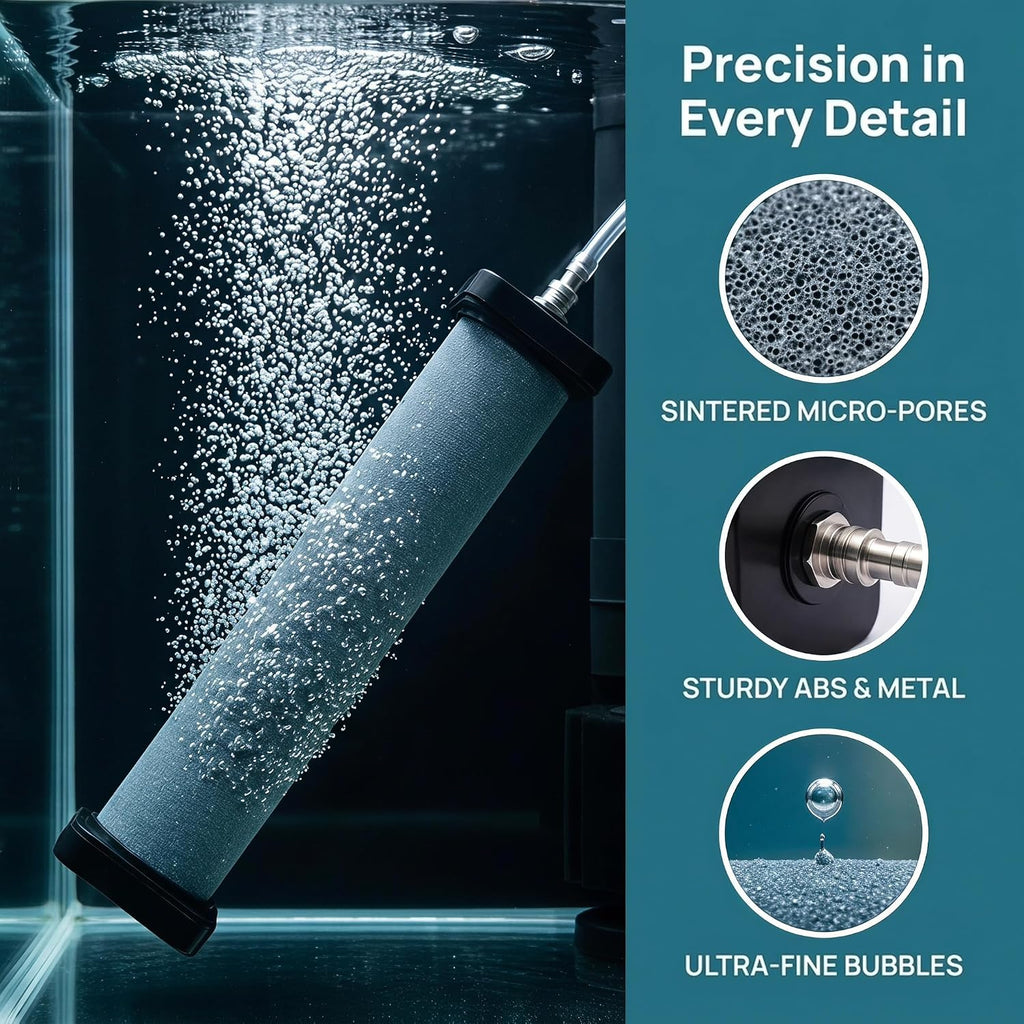 Long Sintered Air Stone, 40x200mm Metal Connector Aquarium Bubbler