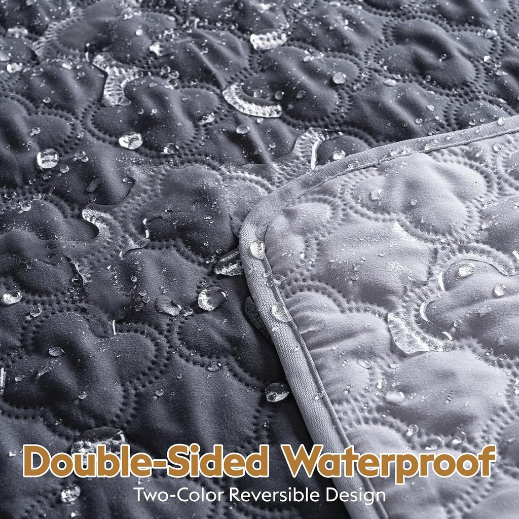 FunFurry Waterproof Dog Blanket, Couch Cover for Dogs Washable, Reversible Dog Bed Cover, Couch Furniture Protector. (Dark＆Light Grey, 82 X 120 Inch - 1 Pack)