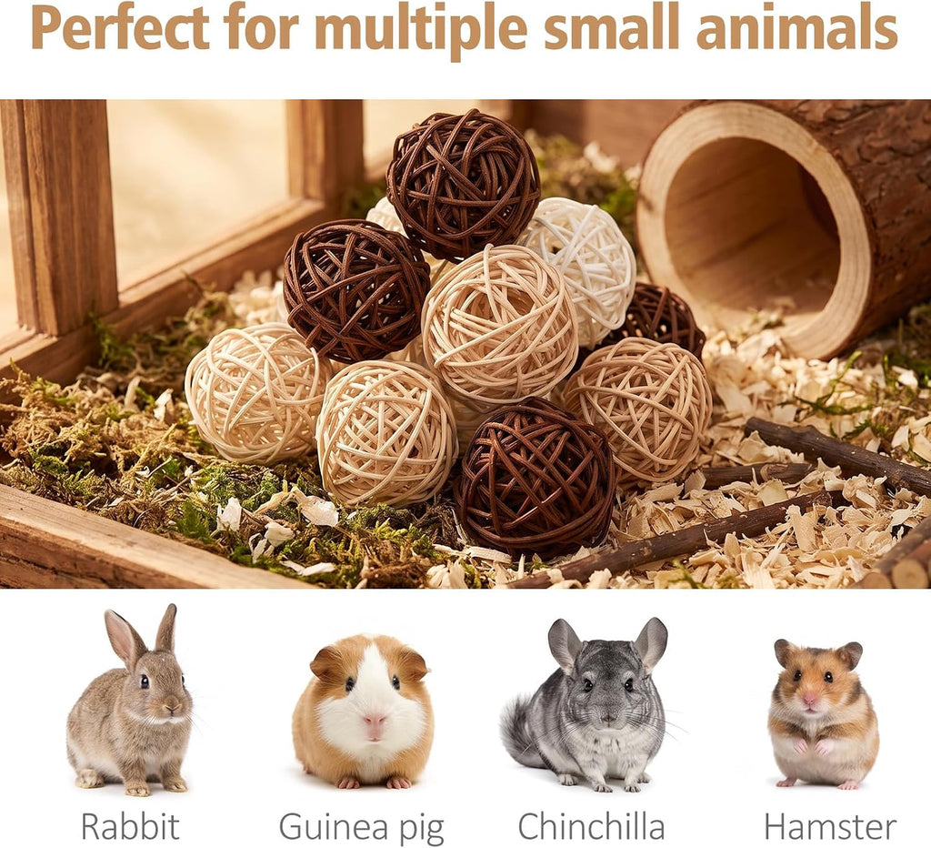 30pcs Bunny Chew Grass Balls, Willow Balls for Rabbits Guinea Pig Chew Toys