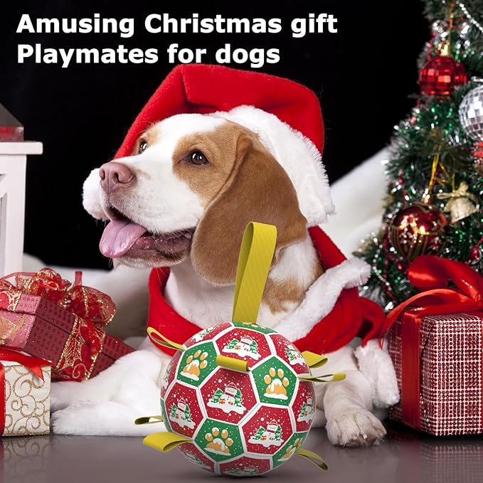 QDAN Christmas Dog Toys: Dog Soccer Ball - Image 2