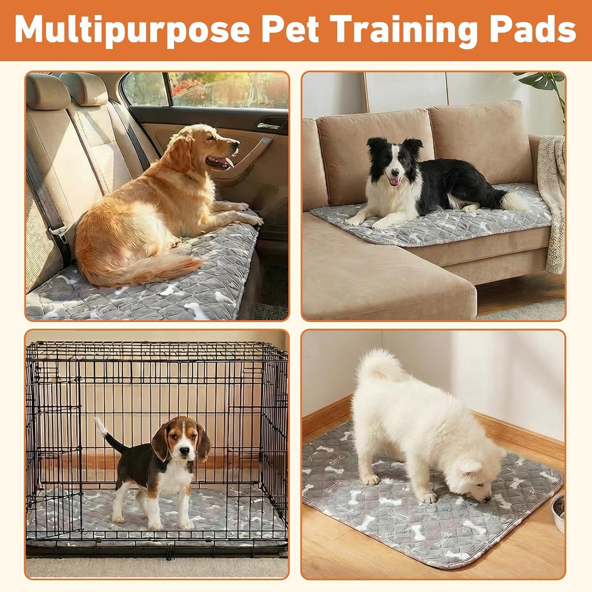 Puppy Pee Pads with Pheromones,Forever Pad,Washable Pee Pads for Dogs,Reusable Dog Pee Pads,Waterproof and Leak-Proof,Non-Slip Base Training Pad Suitable for Home(Gray,M:31.5*27.6in)