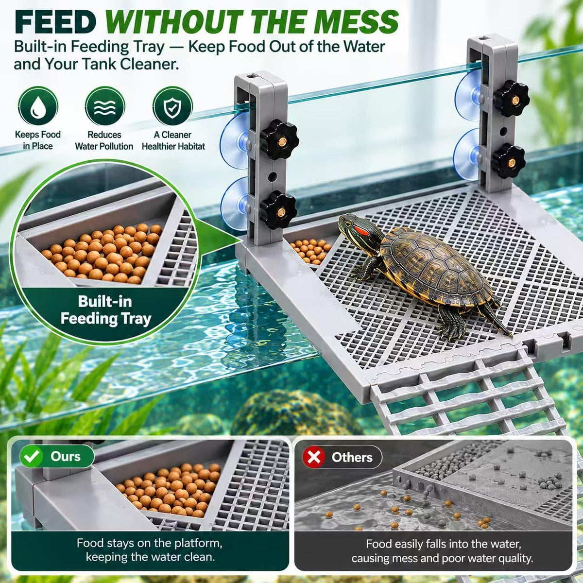 Turtle Basking Platform for Aquatic Turtles, Adjustable Hanging Dock