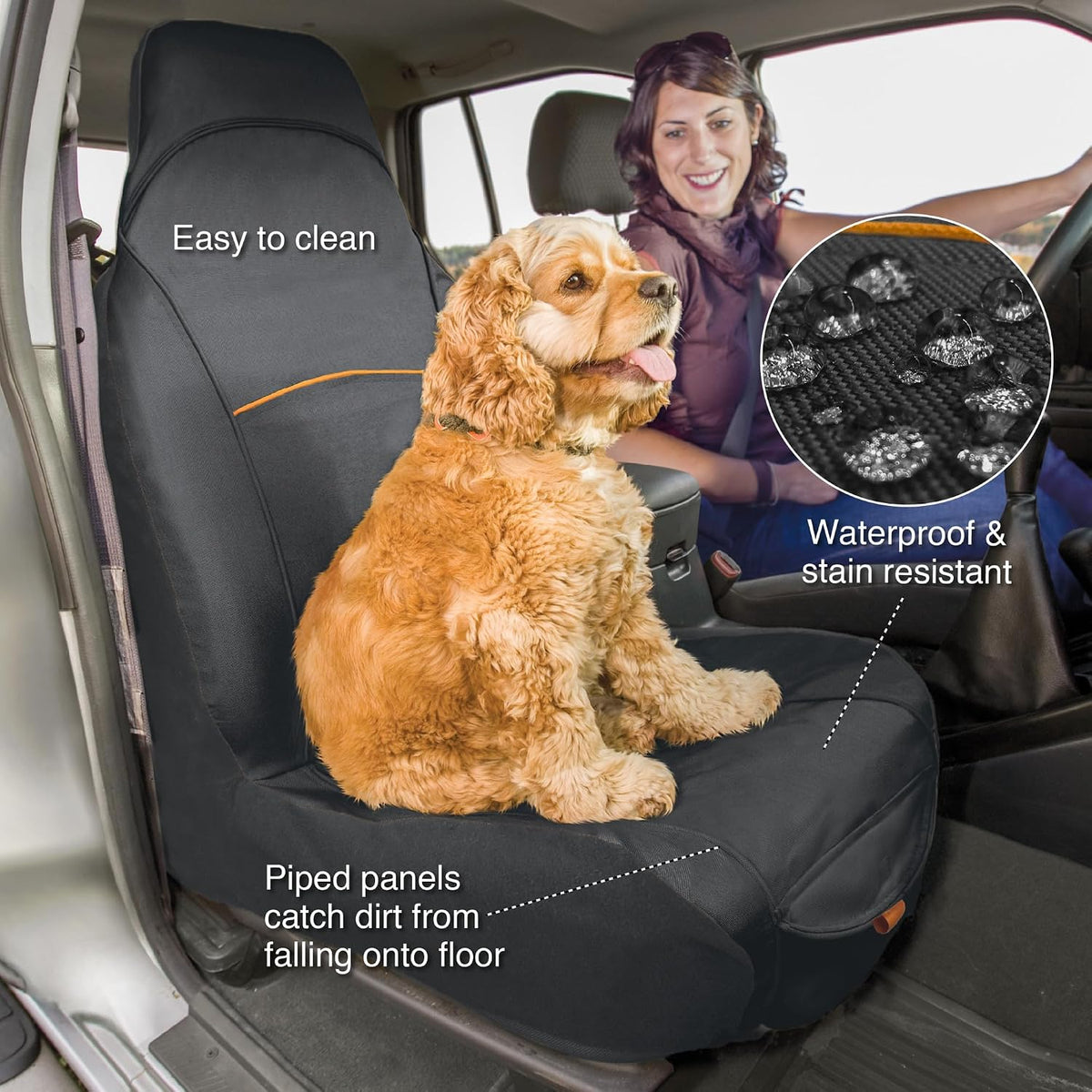 Kurgo Rover Bucket Seat Cover, Black