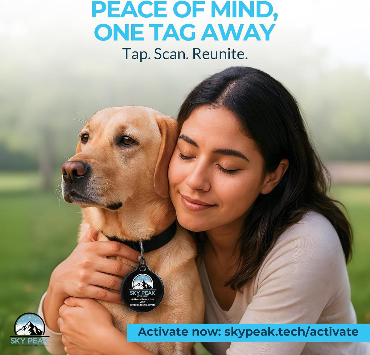 Smart Tag One™ Pet ID Tag by Sky Peak – Smart Dog Tag with QR Code + NFC Digital ID | Instant Lost Pet Alerts | No Batteries, No App | Waterproof Dog & Cat Tag