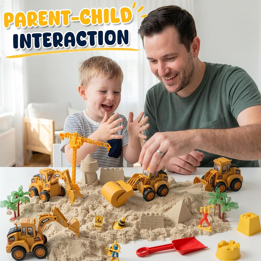 Billeeit Sand Construction Kit w/Sand Box, Sand, Trucks & Tools 30+Pcs