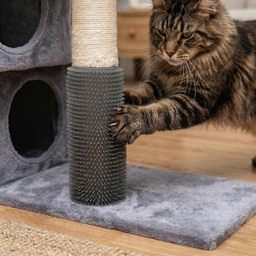 Cat Tree Tower for Indoor Cats 12lbs, Cat Tree with 3 Spacious Cat Houses & Condos, Full Sisal Scratching Posts and Cat Scratcher Toys，Grey