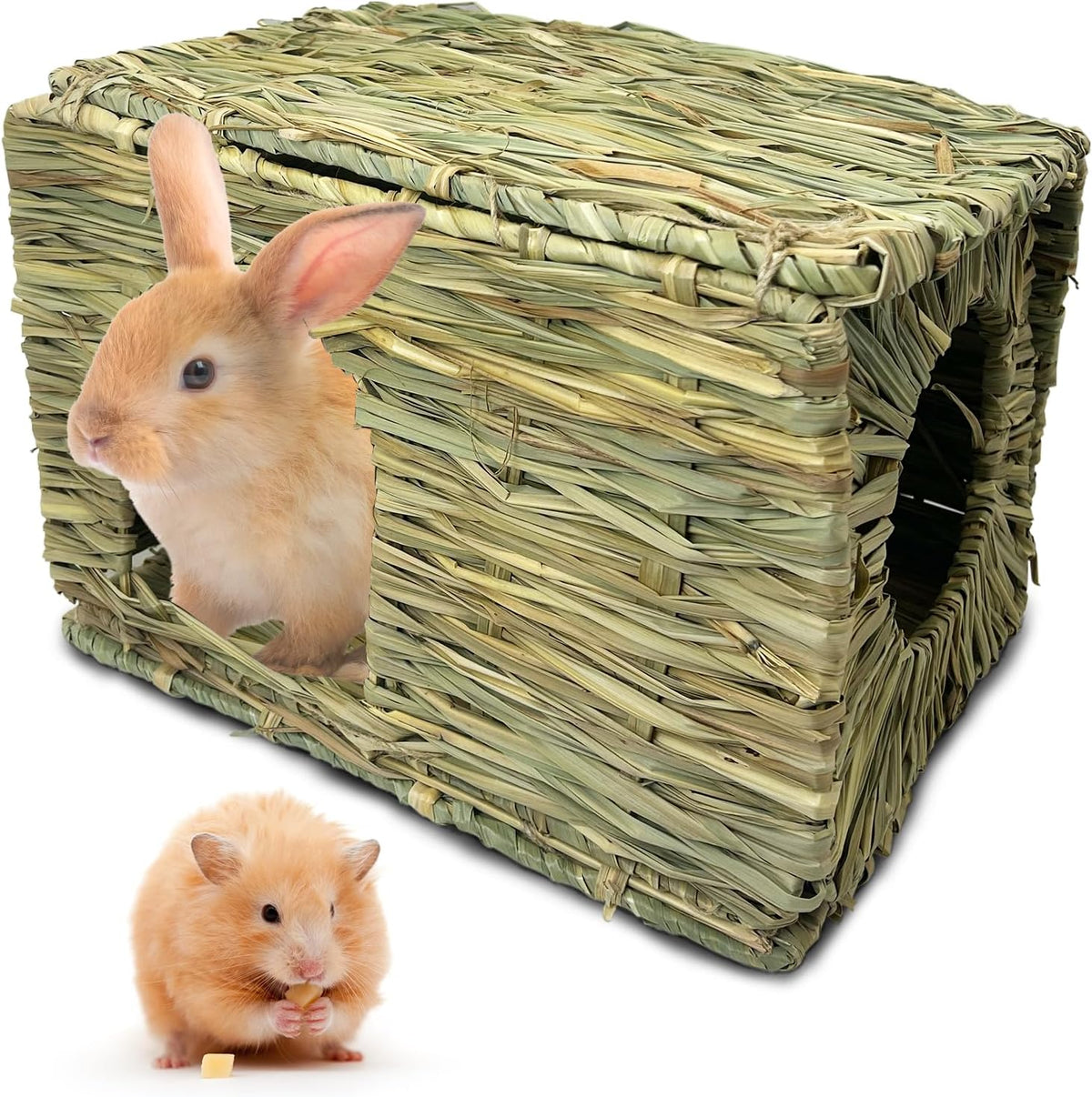 Hamiledyi Large Rabbit Grass House Hand Woven Natural Bunny Hut