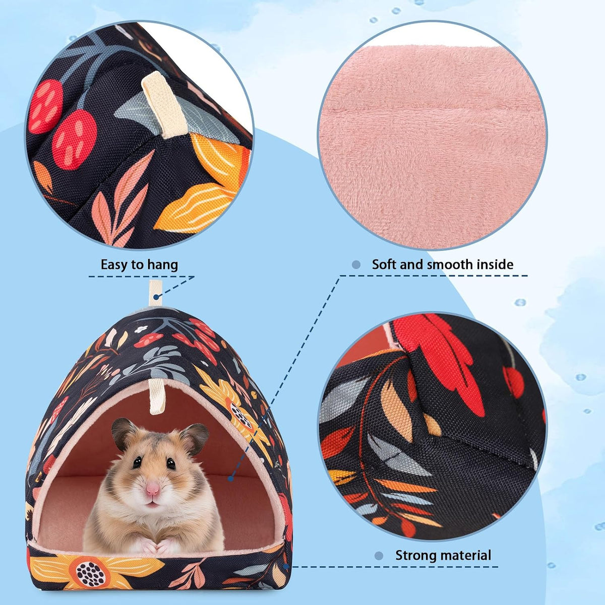 2 Pcs 2 Styles Guinea Pig Hideout Washable Tunnel Bed,7.9 Inch