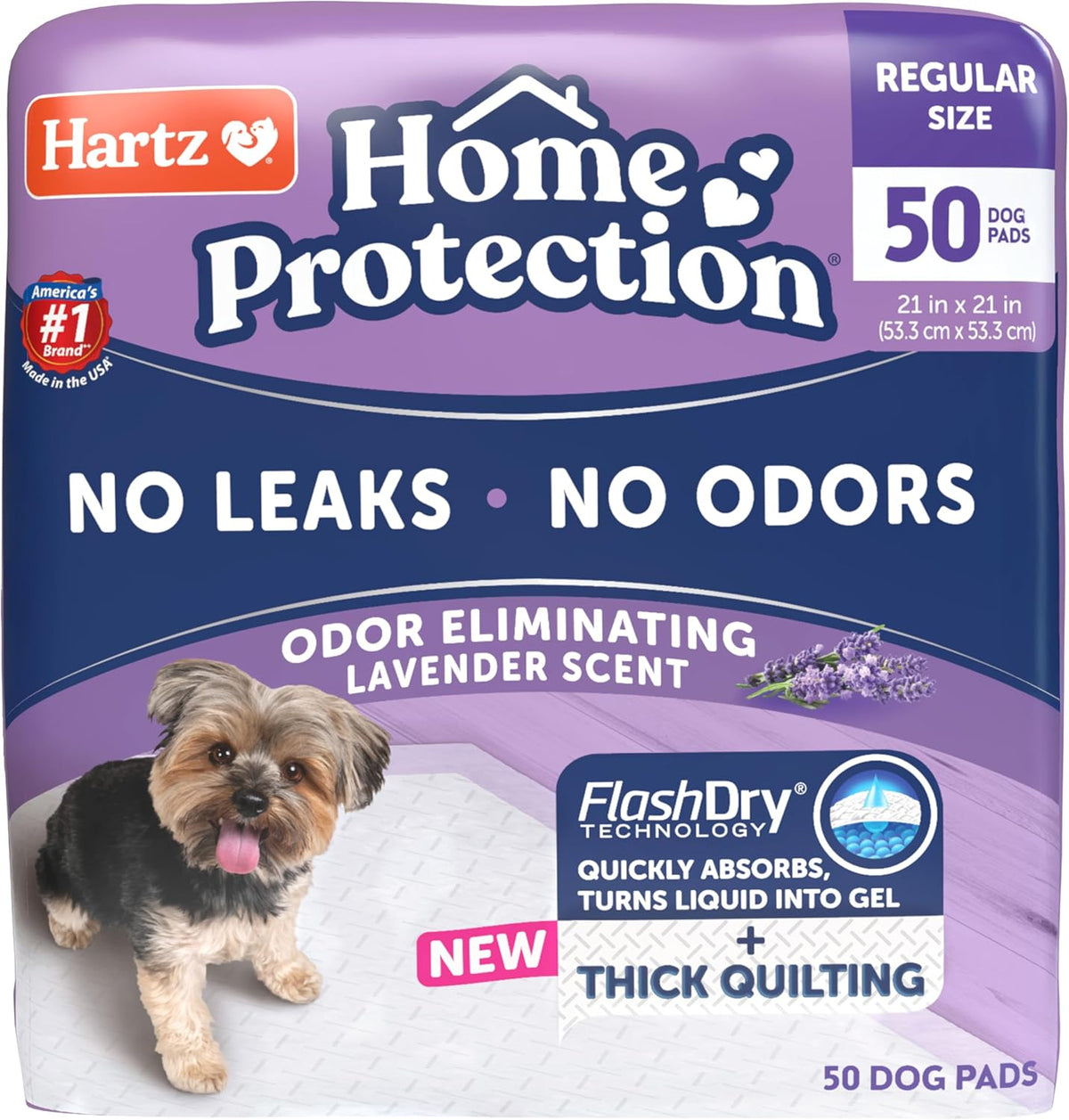Hartz Home Protection Lavender Scented Odor Eliminating Dog Pads, 50 Count