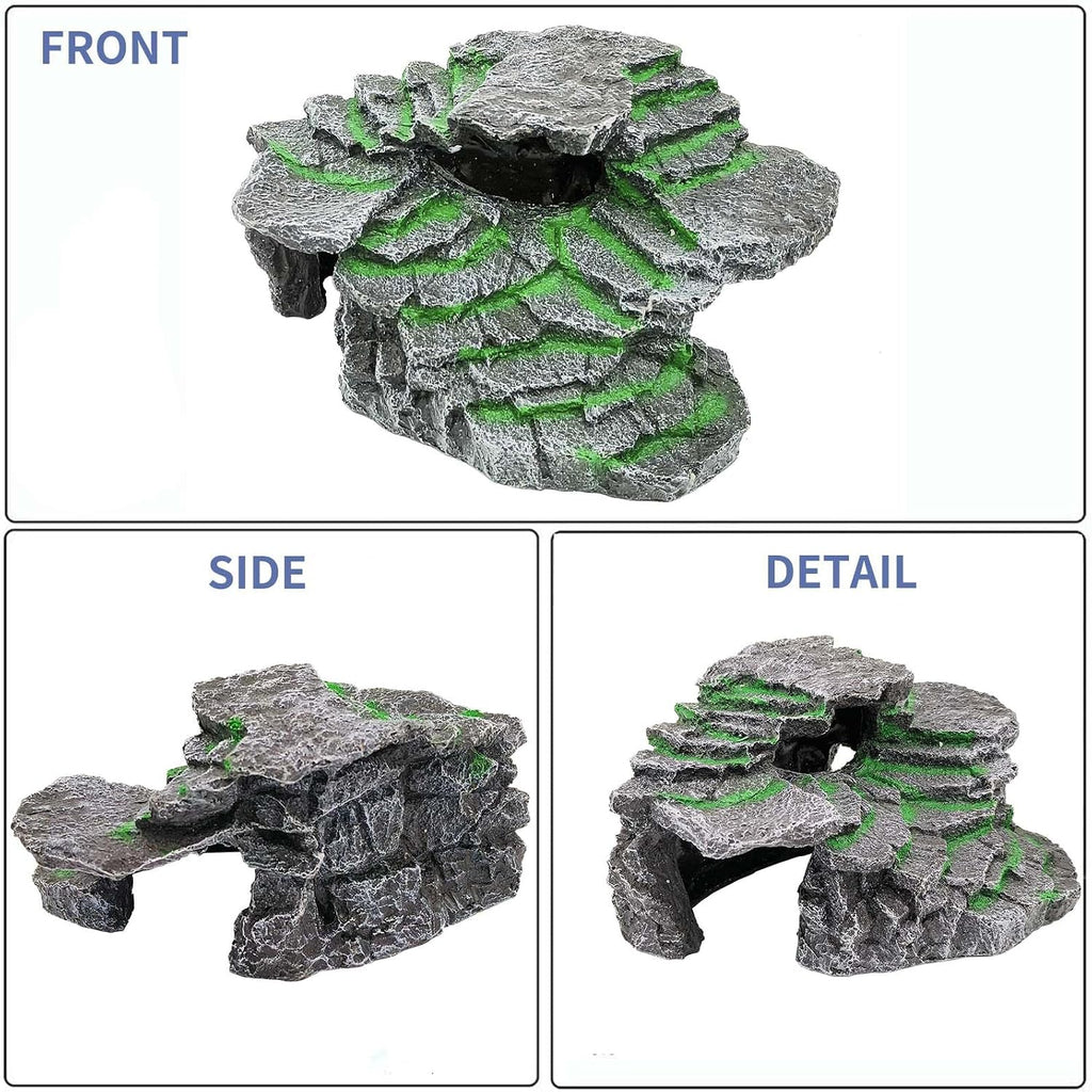 Moonorange Turtle Basking Platform Turtle Tank Decoration for Aquariums & Terrarium, Turtle, Lizard, Reptile Habitat Hideout (Black)
