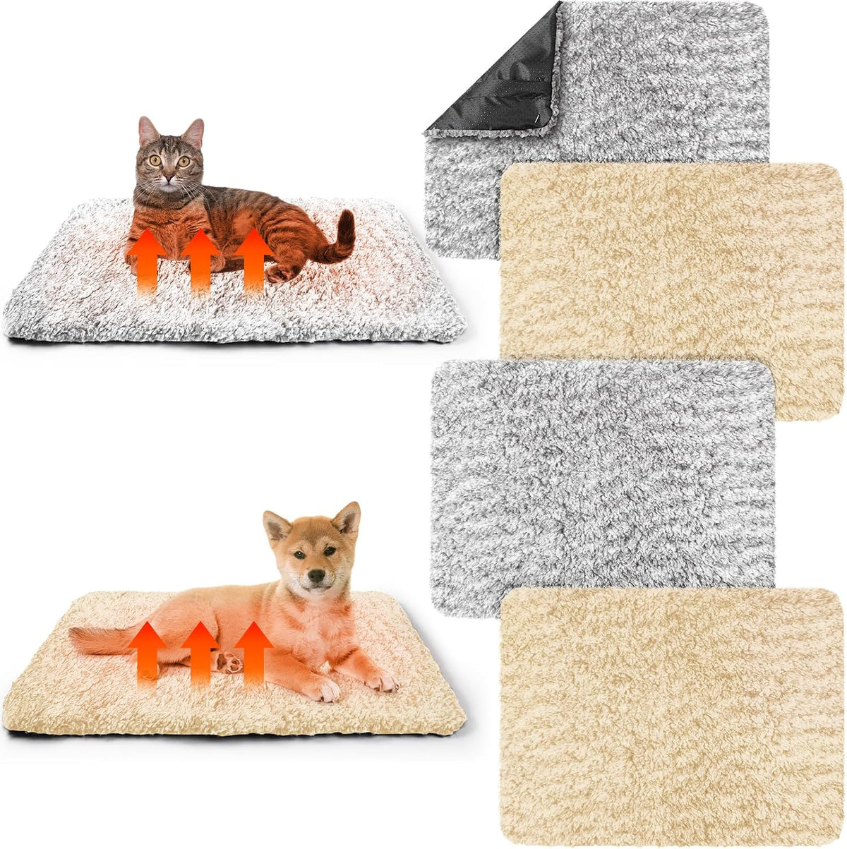 Drydiet 6 Pack Self Warming Pet Cat Dogs Pad 18 x 24 Inch Grey