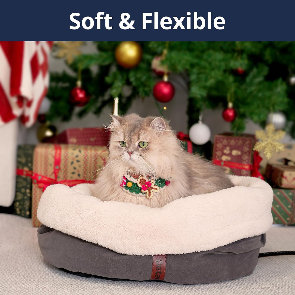 Heated Cat Bed with Pet Pad, 17.7"×13.7", Gray