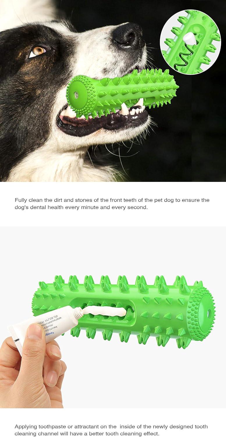 Dog Chew Toys for Aggressive Chewers, Dog Toothbrush Care Cleaning Stick, Puppy Toothing Chew Toy for Small Middle Dog (Green)