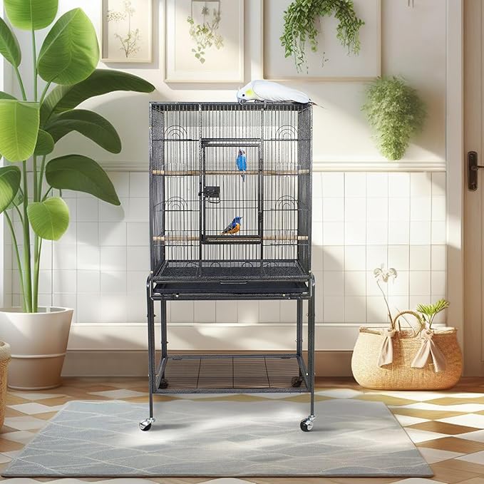 ZENY 53-Inch Bird Flight Cage, Wrought Iron Standing Large - Image 7