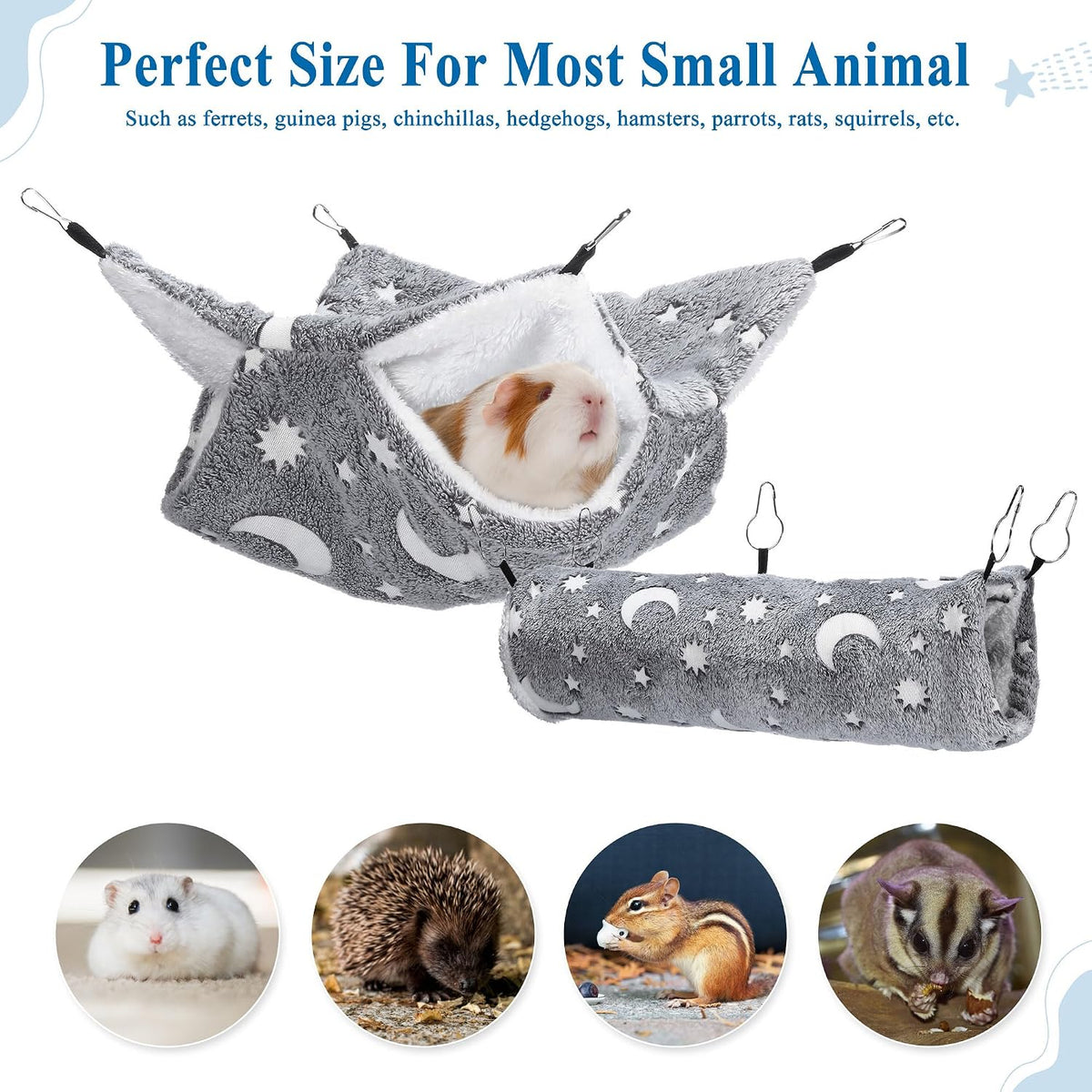 Noctilucent Luminous Grey Guinea Pig Rat Hammock Bunkbed Hanging Tunnel
