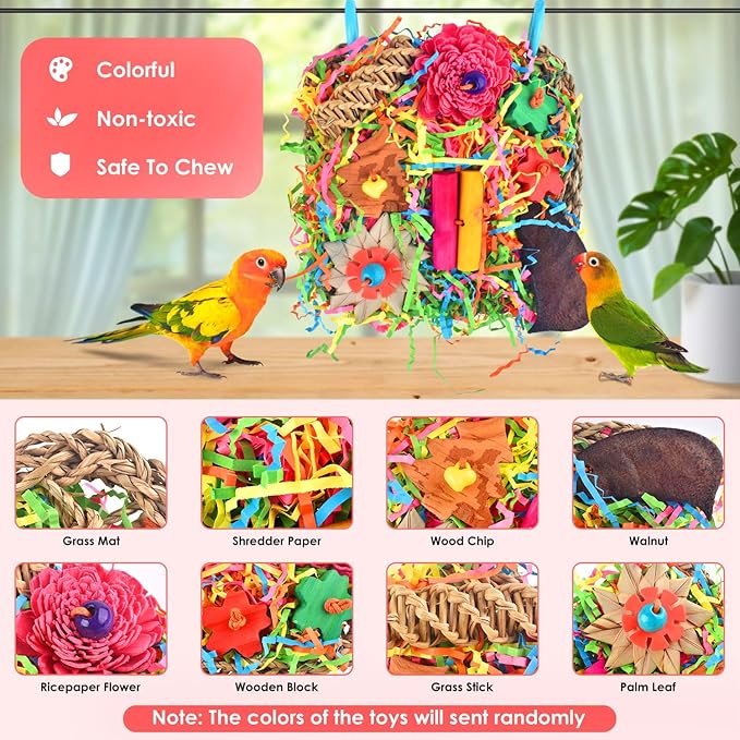 KATUMO Bird Toys, Parakeet Toys Bird Grass Mat Parrot Shredder Toys Lovebird - Image 3
