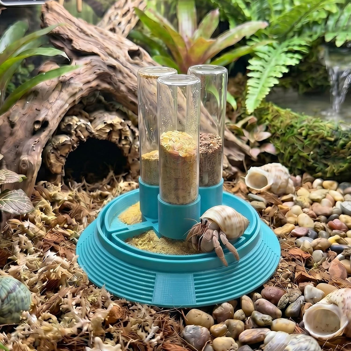 4-in-1 Hermit Crab Feeding Station - Integrated Nutrition and Hydration Center，3D-Printed Tank Accessories Made from Safe Materials, Suitable for Hermit Crabs and Small Reptiles.