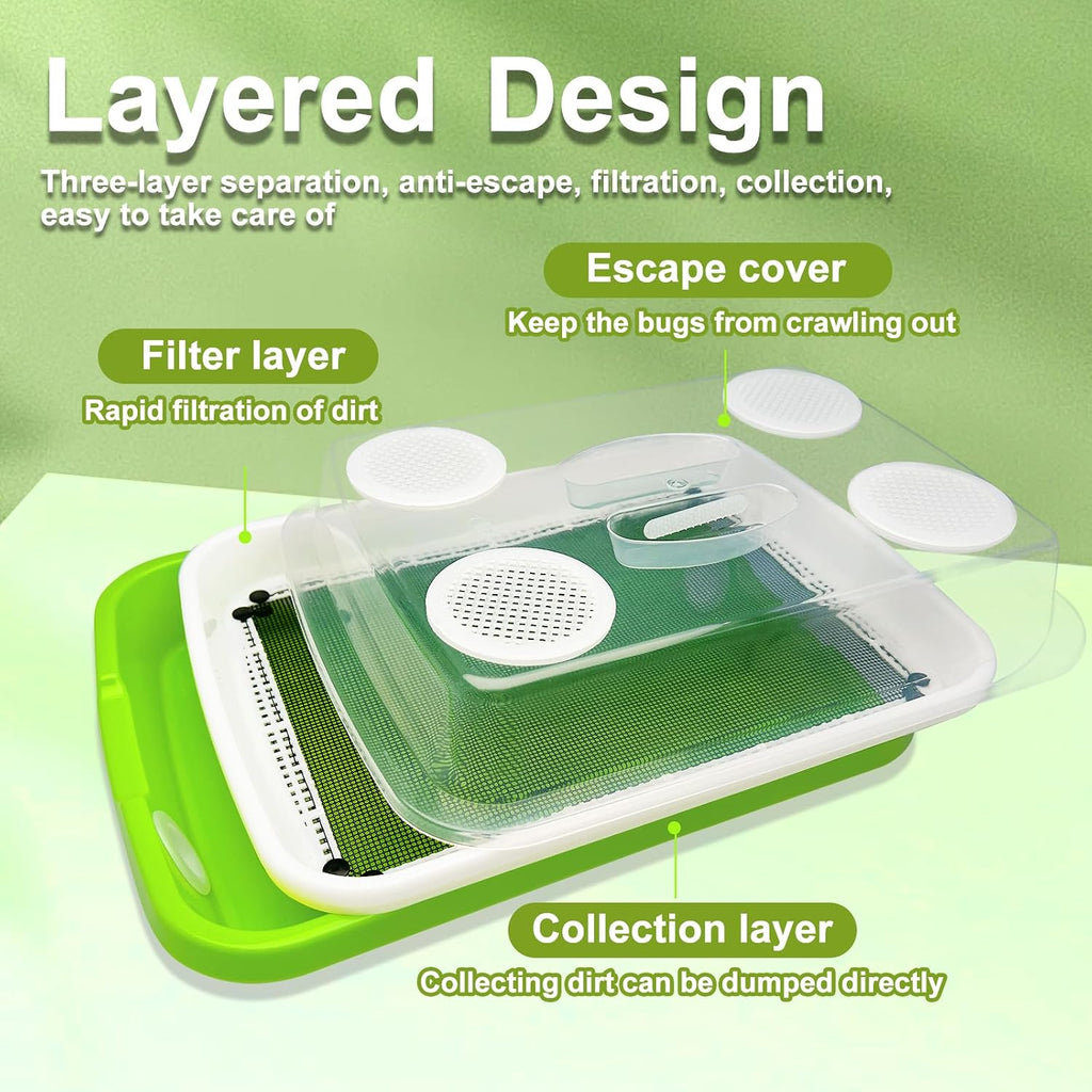 Mealworms Breeding Kit,Mealworms Keeper,Worm Farm with Insect Tweezers,is Used to Raise Your Own Meal Worms,to Breed Live Worms for Bearded Dragons,Leopard Geckos,Lizards,Frogs,Birds and Chickens