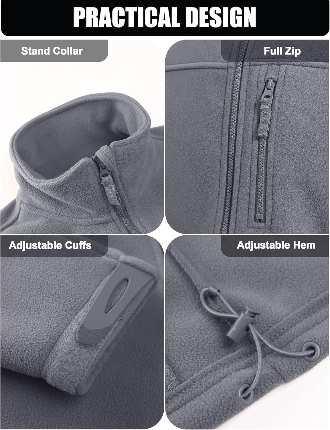 Men's Fleece Jacket Winter Warm Tactical Work Coat for Men
