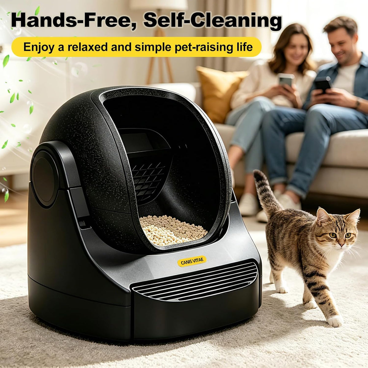 Automatic Litter Box - App-Controlled Self-Cleaning, Large Capacity, Suitable for Multiple Cats, Noise Reduction & Odor Control, Dual Safety Sensors, Comes with Waste Bags, Easy to Maintain