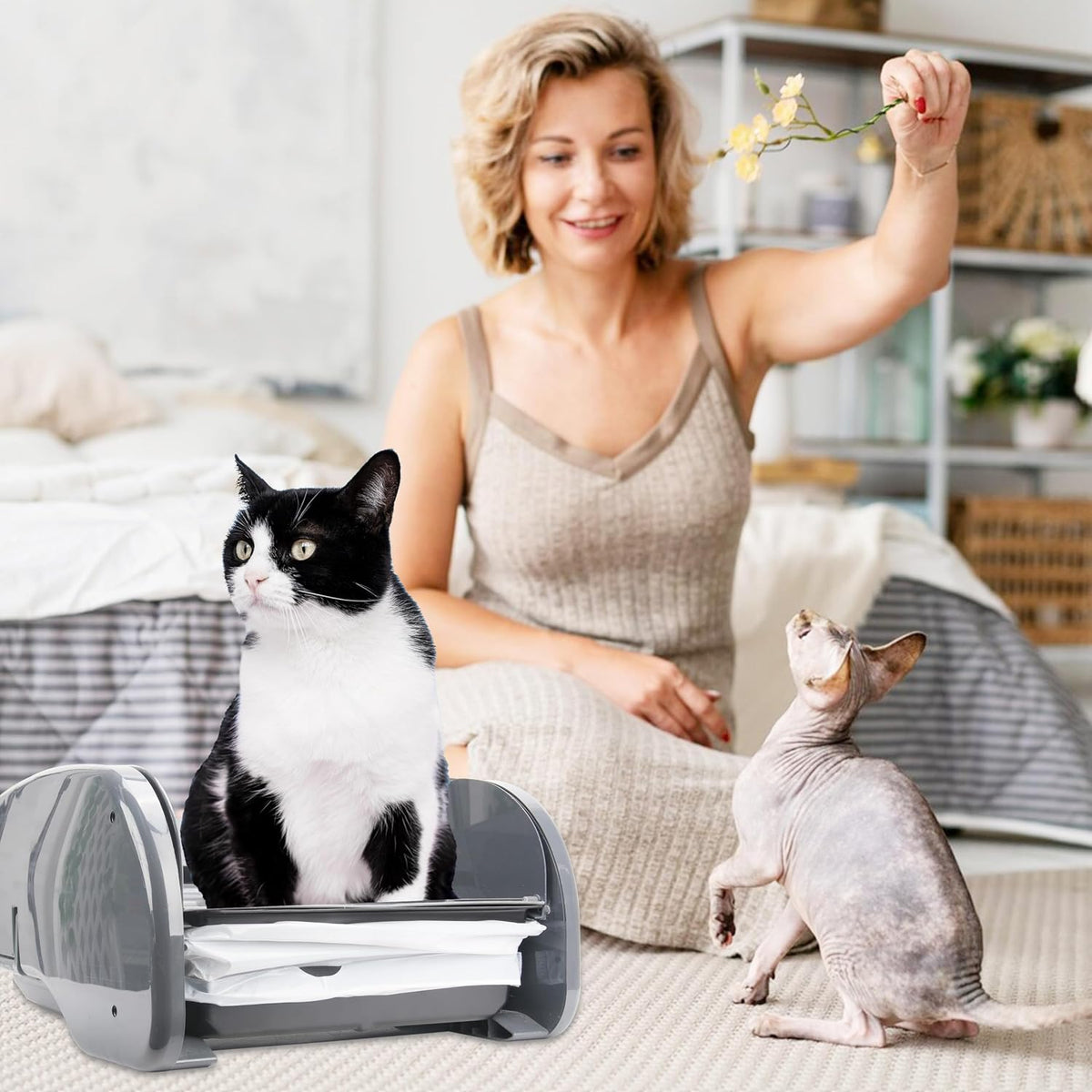 40 Litter Box Liners with a Permanent Waste Receptacle Compatible with Nature's Miracle 2nd Version and Littermaid 3rd Edition, Litter Box with Cat Litter Liner (Machine NOT Included)