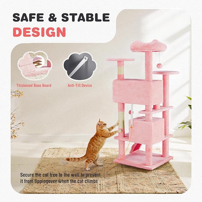 Cat Tree 54 Inch, Sisal Scratching Posts and Climbing Ladder, Pet Play Toy - Image 7