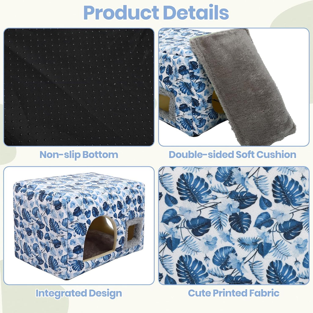 Guinea Pig Hideout, Washable Guinea Pig House, Blue Leaf