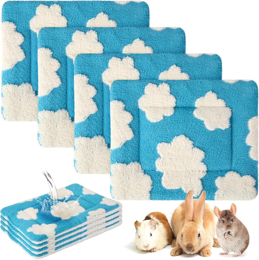 Haull 4 Pcs Waterproof Guinea Pig Bedding Mat, White Cloud, 13 x 10