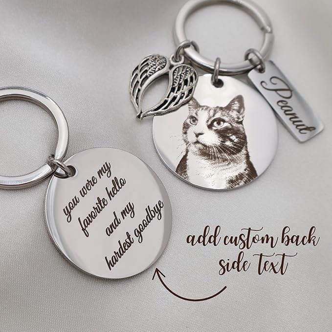 Personalized Pet Photo Engraved Keychain – Custom Dog or Cat Portrait Keepsake - Image 2