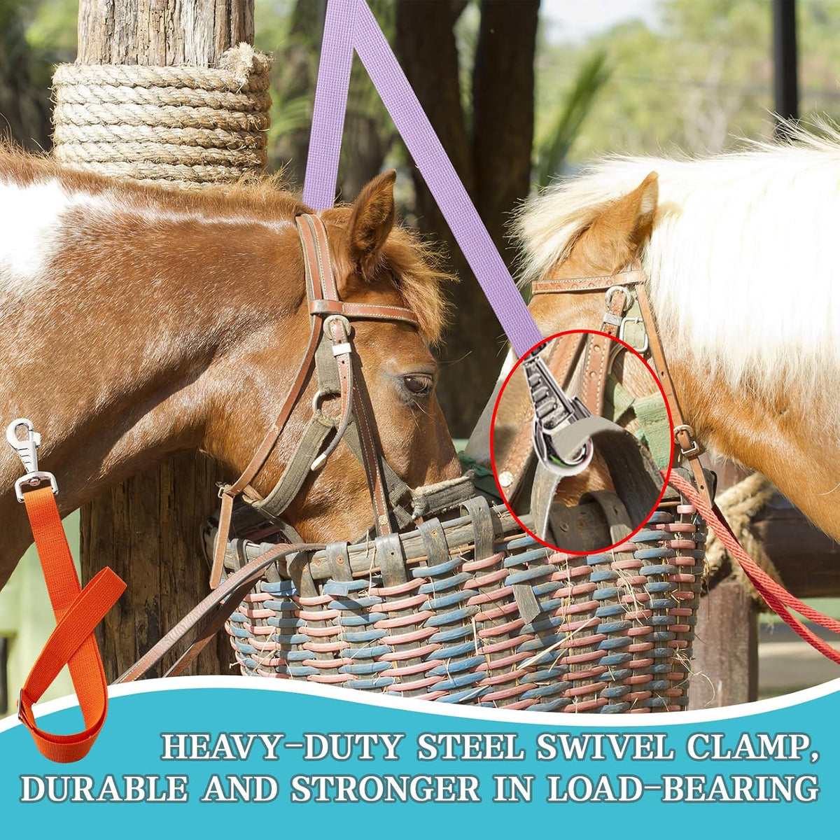 10 Pcs Horse Bucket Strap Hangers, Adjustable 20 to 31 in, Multicolor