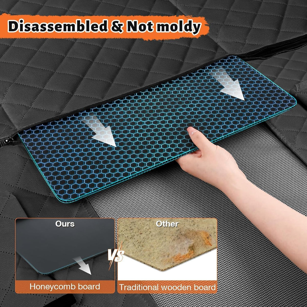 Hard Bottom Back Seat Extender for Dogs, Dog Car Seat Cover Holds 420 lbs