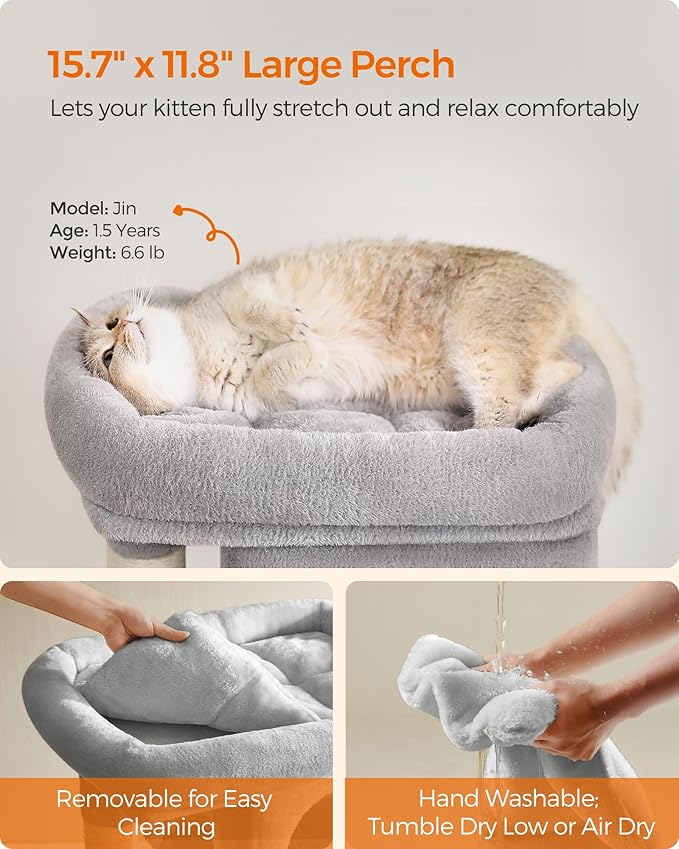 Feandrea Cat Tree, 26.4-Inch Cat Tower, Plush Condo - Image 3