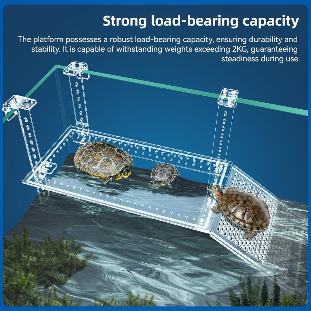 Adjustable Turtle Basking Platform with Ramp for 0.3-2" Rims (15x8.1)