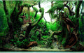 Freshwater Aquarium Background Jungle Style Aquascape Microsorum Trident Various Rotalas Anubias Fish Tank Background Aquatic Plants Frodo Stones and Redmoor Roots Terrarium Background 72x24in