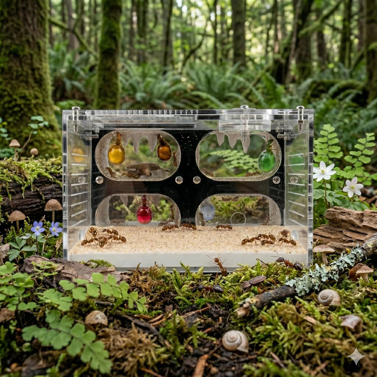 Acrylic Ant Farm Terrarium – Formicarium Ant Nest Habitat System, Observation Chambers for Live Ants & Queen – Educational for Adults