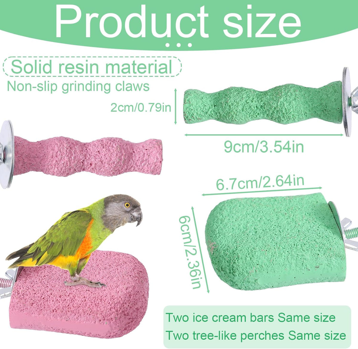 4pcs Bird Beak Grinding Stone, Beak Grinding Stone & Cage Platform Stand Perch Toy Foot Claws Trimmer Chewing Treats Toys Accessories for Parakeets Cockatiels Budgie Parrot Conures Lovebirds