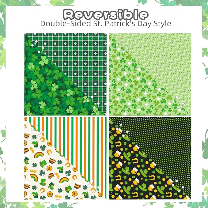 PAWCHIE St. Patrick's Day Dog Bandanas 4 Pack, Reversible Dog Party Triangle - Image 4
