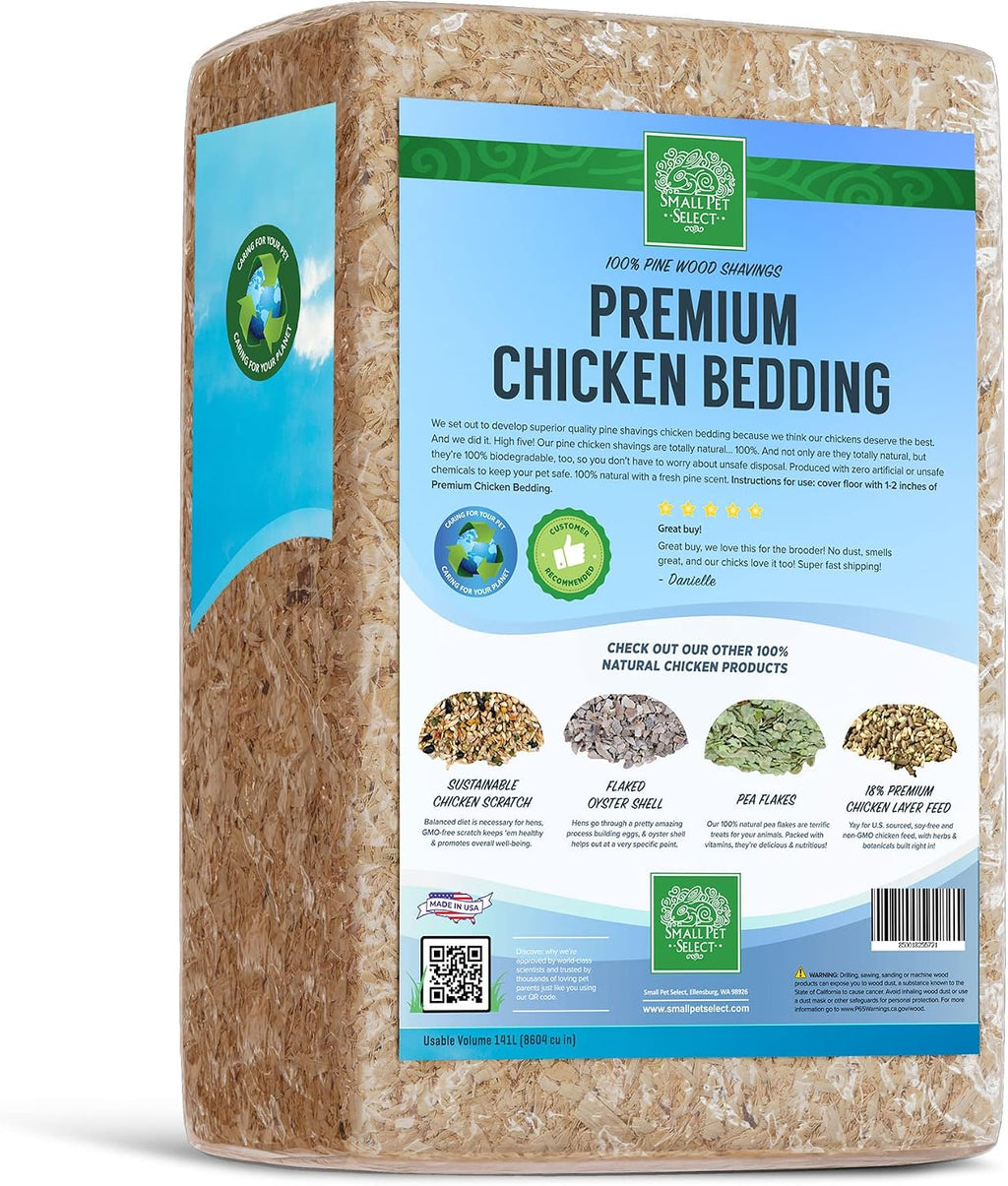 Small Pet Select Pine Shavings Chicken Bedding, Chicken Coop Bedding, Wood Shavings, Great for Hen Nesting Boxes and Chick Brooders, 141L