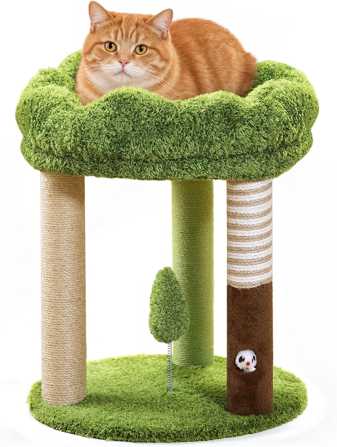 20" Small Cat Tree with 3 Scratching Posts and Perch Bed