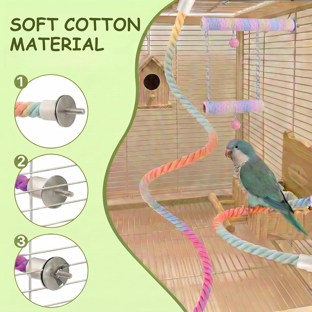 4 PCS Bird Perche Gradient Rope, Rope Perche for Bird Cage, Toys for Birds