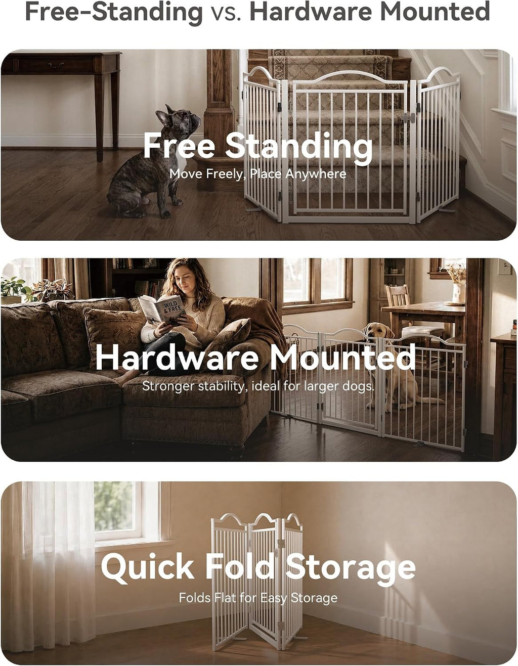 No Pawblems Metal Freestanding Foldable Dog Gate with Door, 30'' Tall