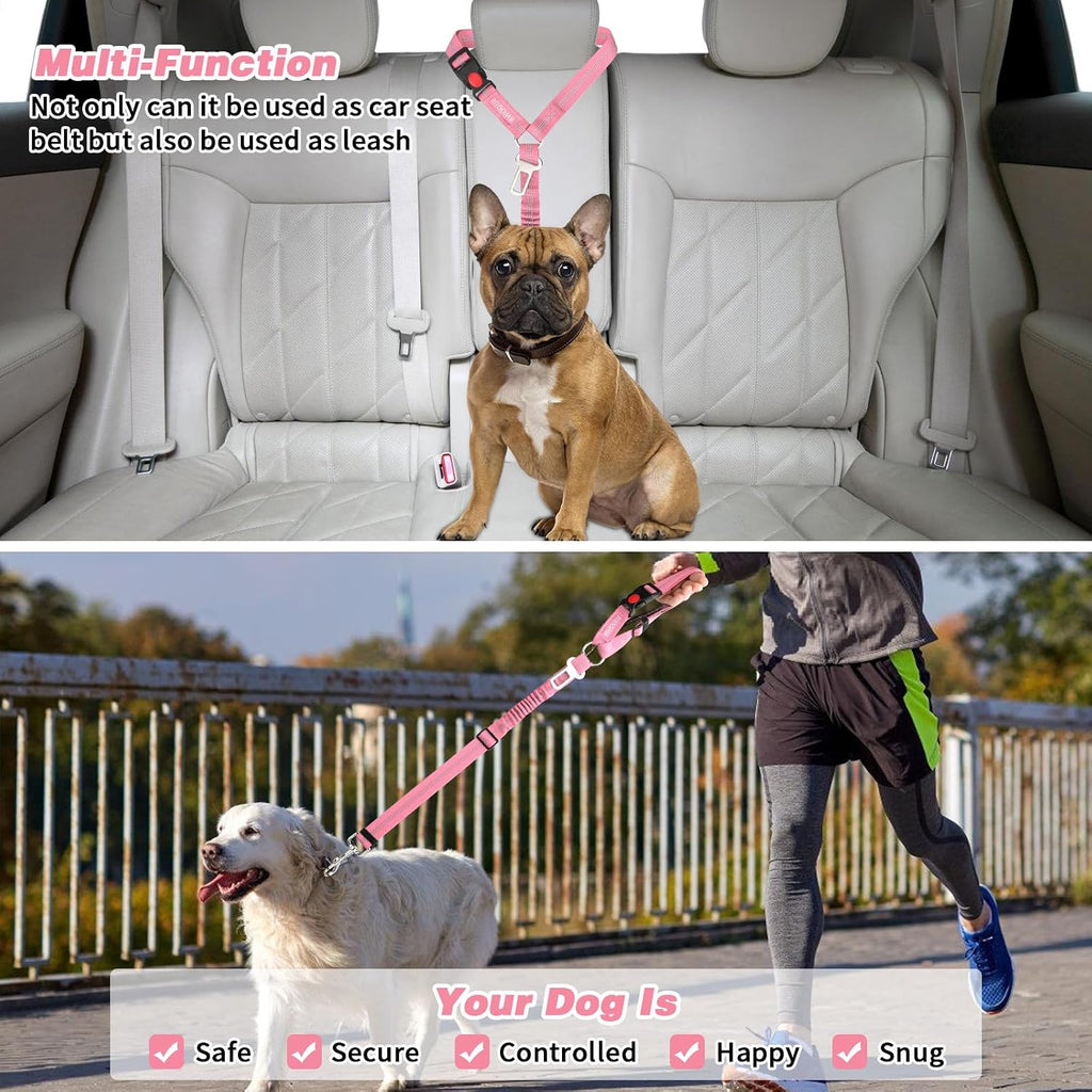 2 Pack Dog Seat Belt for Car, Elastic Bungee Buffer Safety Seat Belt