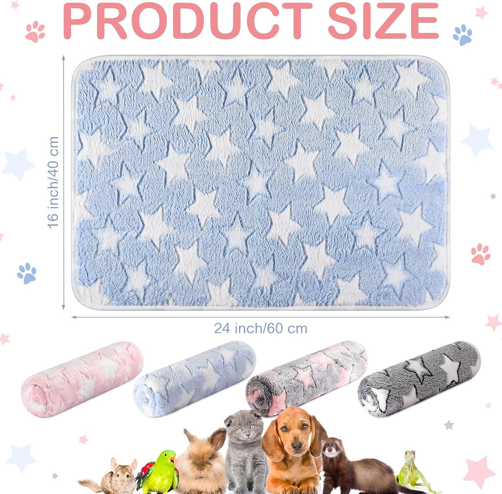 Tudomro 8 Pcs Guinea Pig Fleece Cage Liners, White Star, 16 x 24 Inch