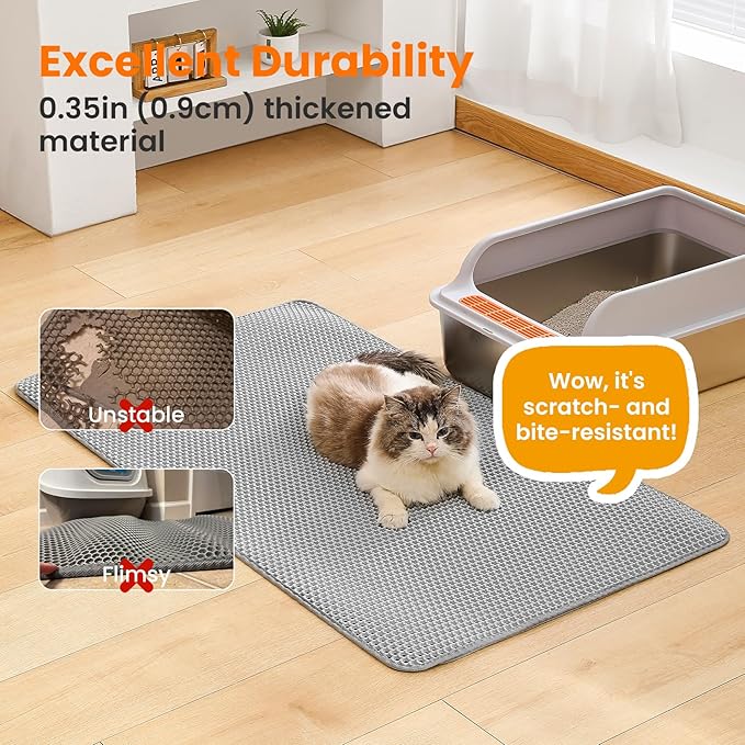 Jumbo Cat Litter Mat, 46x26 Inches Double Layer Honeycomb Litter Trapping Mat - Image 5